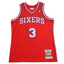画像をギャラリービューアに読み込む, 新品同様品 Mitchell&amp;Ness ミッチェルアンドネス フィラデルフィアセブンティシクサーズ アレンアイバーソン 2002-03 レトロスウィングマンジャージ サイズL ブルー レッド ホワイト 中古 4a002277