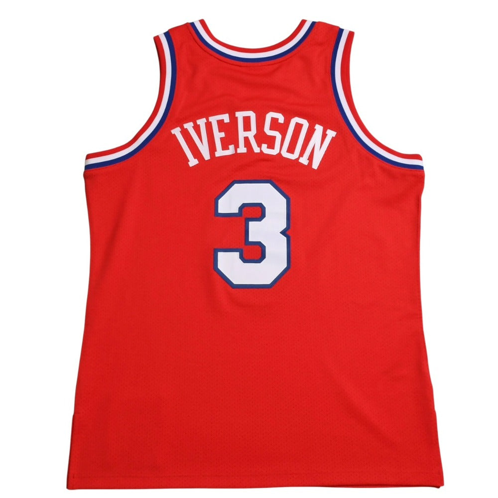 Like new Mitchell&Ness Mitchell &amp; Ness Philadelphia 76ers Allen Iverson 2002-03 Retro Swingman Jersey Size L Blue Red White Used 4a002277