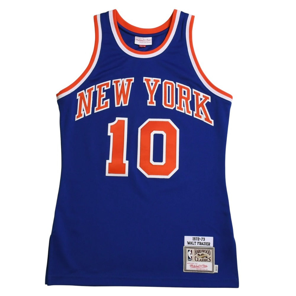 新品同様 Mitchell&Ness ミッチェルアンドネス オーセンティックジャージ ニューヨークネッツ ウォルトフレイジャー 背番号10 1972-73 NBAチャンピオン Sサイズ ブルー オレンジ 中古 4a002269