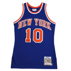 新品同様 Mitchell&Ness ミッチェルアンドネス オーセンティックジャージ ニューヨークネッツ ウォルトフレイジャー 背番号10 1972-73 NBAチャンピオン Sサイズ ブルー オレンジ 中古 4a002269