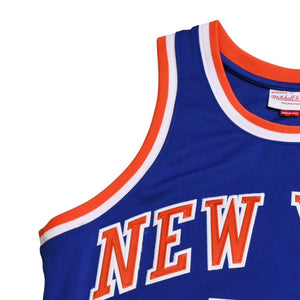 新品同様 Mitchell&Ness ミッチェルアンドネス オーセンティックジャージ ニューヨークネッツ ウォルトフレイジャー 背番号10 1972-73 NBAチャンピオン Sサイズ ブルー オレンジ 中古 4a002269