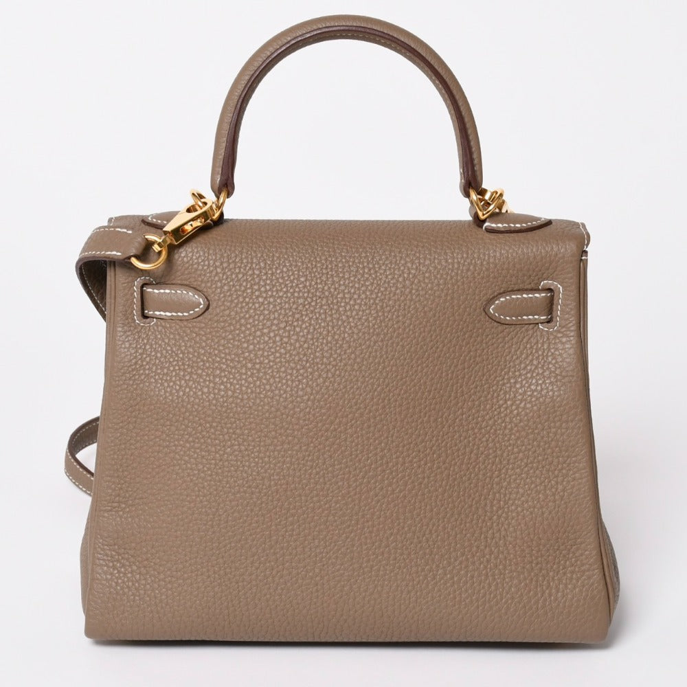 極美品 HERMES エルメス Kelly retourne 25 ケリー 25 2WAYバッグ トリヨンクレマンス エトゥープ 内縫い U刻印 GD金具 2022年製 中古 4a003273