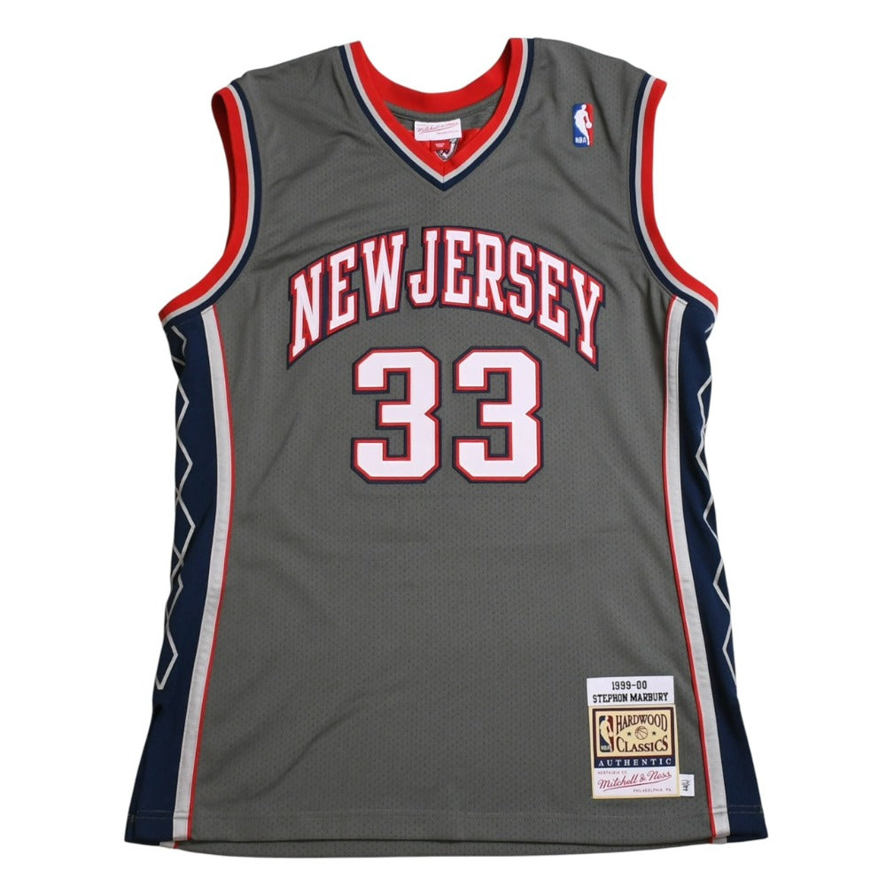 Like new Mitchell&Ness Mitchell &amp; Ness New Jersey Nets Stephon Marbury 1990-00 Alternate Grey Authentic Uniform Grey White Size L Used 4a002272