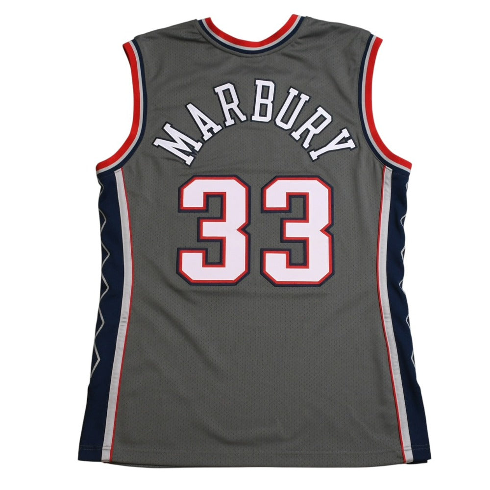 Like new Mitchell&Ness Mitchell &amp; Ness New Jersey Nets Stephon Marbury 1990-00 Alternate Grey Authentic Uniform Grey White Size L Used 4a002272