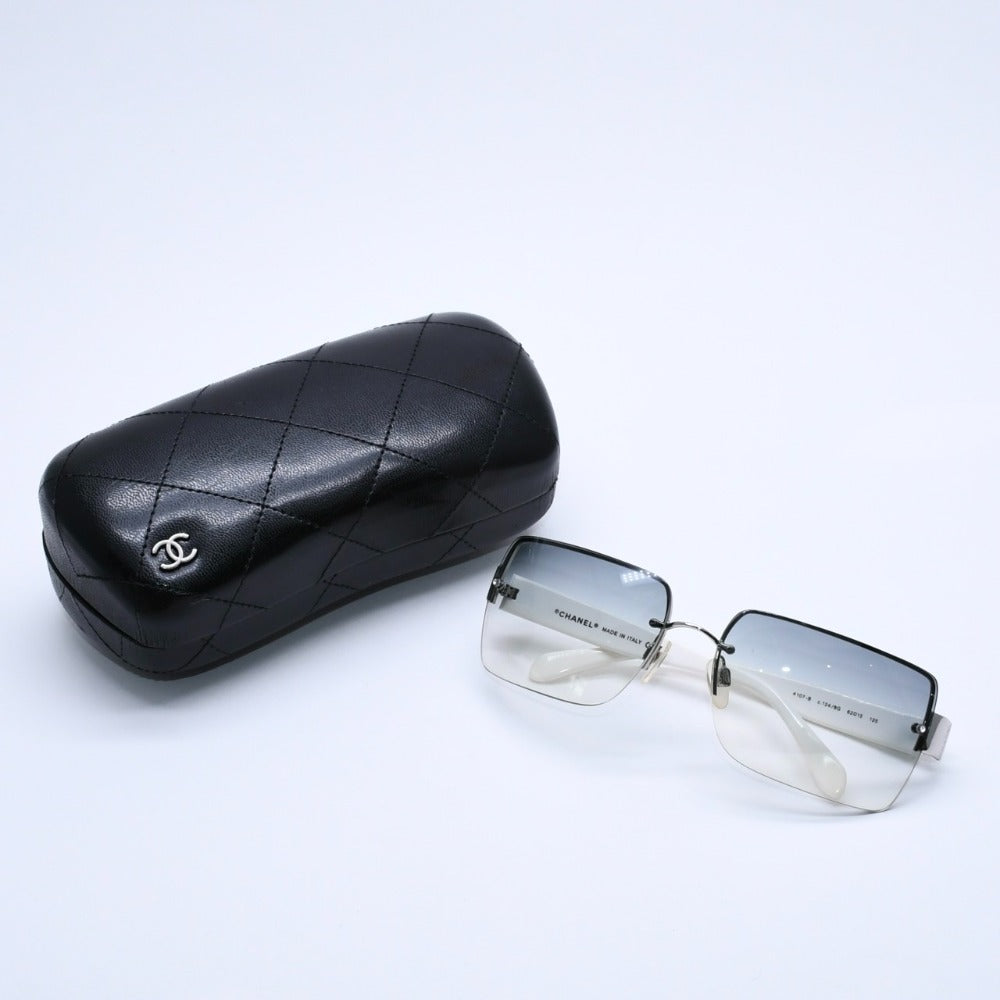 極美品 CHANEL シャネル リムレス ホワイトテンプル 4107-B サングラス クリアレンズ グラデーションレンズ 62◻︎15 125 中古 4a003383