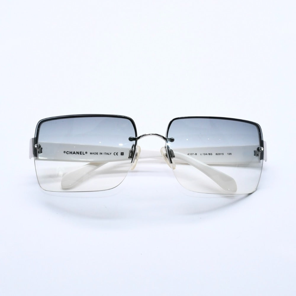 極美品 CHANEL シャネル リムレス ホワイトテンプル 4107-B サングラス クリアレンズ グラデーションレンズ 62◻︎15 125 中古 4a003383