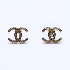 極美品 CHANEL シャネル ピアス スリム ココマーク マーブル柄 ゴールド ブラック 10c 刻印片側 earrings slim CC chain 10C GD×BK 美品 中古 4a000638
