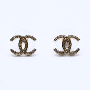 極美品 CHANEL シャネル ピアス スリム ココマーク マーブル柄 ゴールド ブラック 10c 刻印片側 earrings slim CC chain 10C GD×BK 美品 中古 4a000638