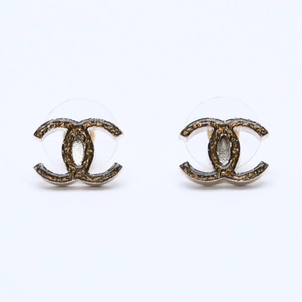 極美品 CHANEL シャネル ピアス スリム ココマーク マーブル柄 ゴールド ブラック 10c 刻印片側 earrings slim CC chain 10C GD×BK 美品 中古 4a000638
