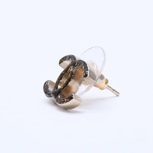 極美品 CHANEL シャネル ピアス スリム ココマーク マーブル柄 ゴールド ブラック 10c 刻印片側 earrings slim CC chain 10C GD×BK 美品 中古 4a000638