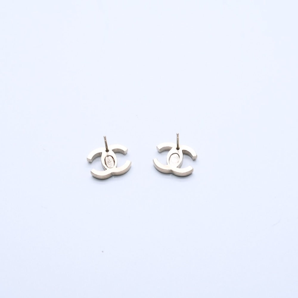 Very Good Condition CHANEL Earrings Slim Here Mark Marble Pattern Gold Black 10C Stamped on One Side Earrings slim CC chain 10C GD×BK Good Condition Used 4a000638