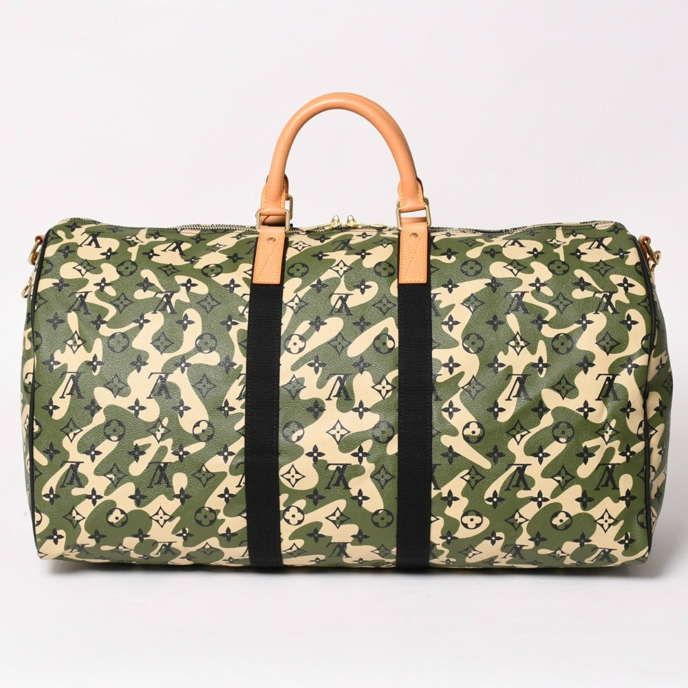 新品未使用 LOUIS VUITTON ルイヴィトン キーポル バンドリエール55 ボストンバッグ M95774 モノグラモフラージュ 村上隆 廃盤 中古 4a003563