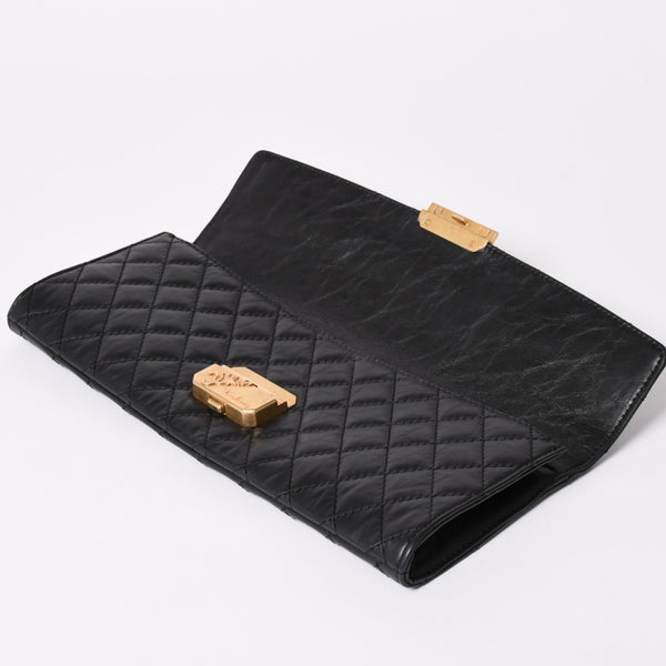Very Good Condition CHANEL Métiers d'Art Collection Clutch Bag A57669 26th Series Coco Mark Aged Calfskin Black Used 4a003496