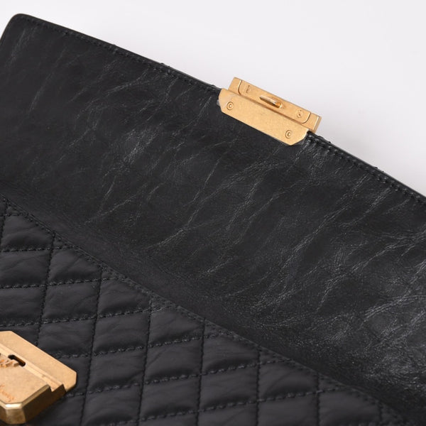 Very Good Condition CHANEL Métiers d'Art Collection Clutch Bag A57669 26th Series Coco Mark Aged Calfskin Black Used 4a003496