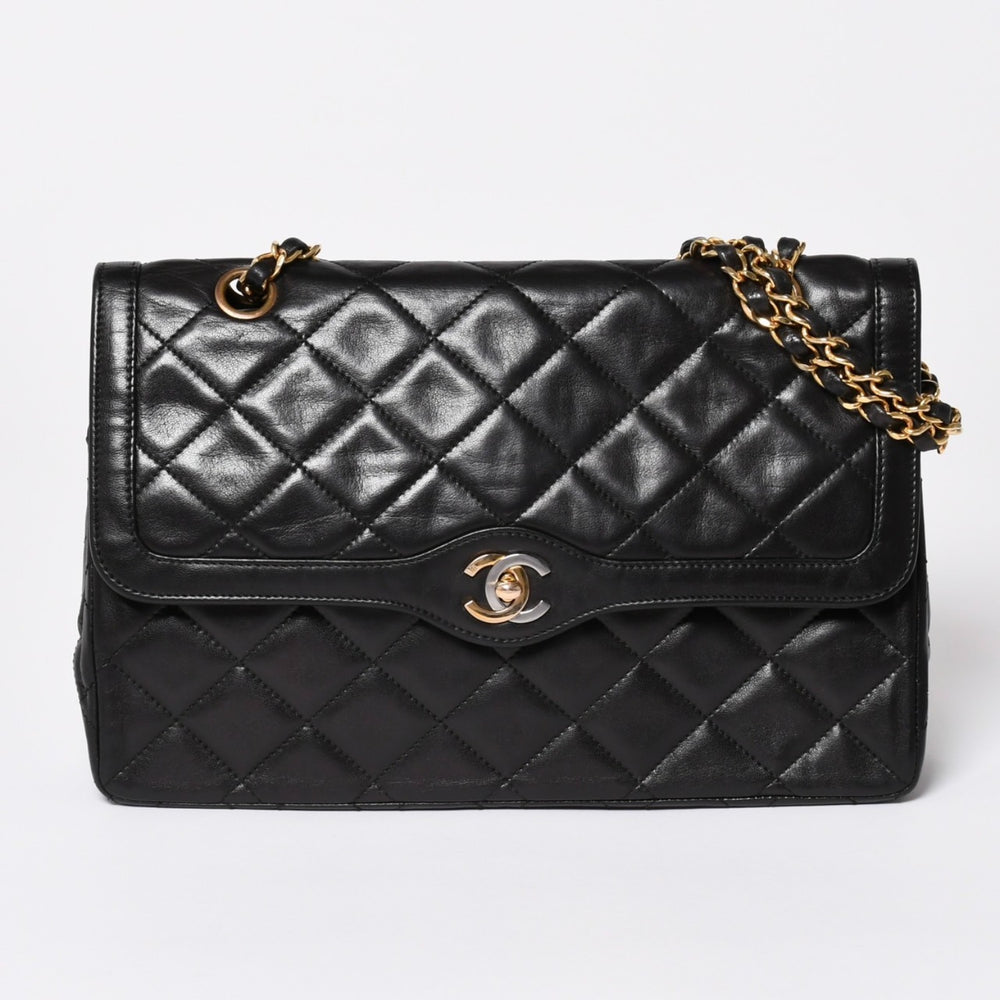 CHANEL Chanel Matelasse W Flap W Chain Shoulder Bag A2800 3rd Series Paris Limited Coco Mark Lambskin Black Good Condition Used 4a003458