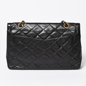 CHANEL シャネル マトラッセ Wフラップ Wチェーンショルダーバッグ A2800 3番台 パリ限定 ココマーク ラムスキン ブラック 美品 中古 4a003458