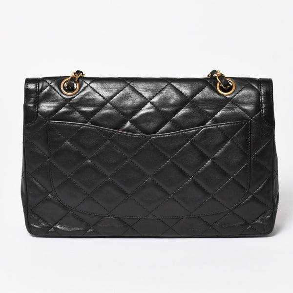 CHANEL シャネル マトラッセ Wフラップ Wチェーンショルダーバッグ A2800 3番台 パリ限定 ココマーク ラムスキン ブラック 美品 中古 4a003458