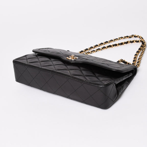 CHANEL シャネル マトラッセ Wフラップ Wチェーンショルダーバッグ A2800 3番台 パリ限定 ココマーク ラムスキン ブラック 美品 中古 4a003458
