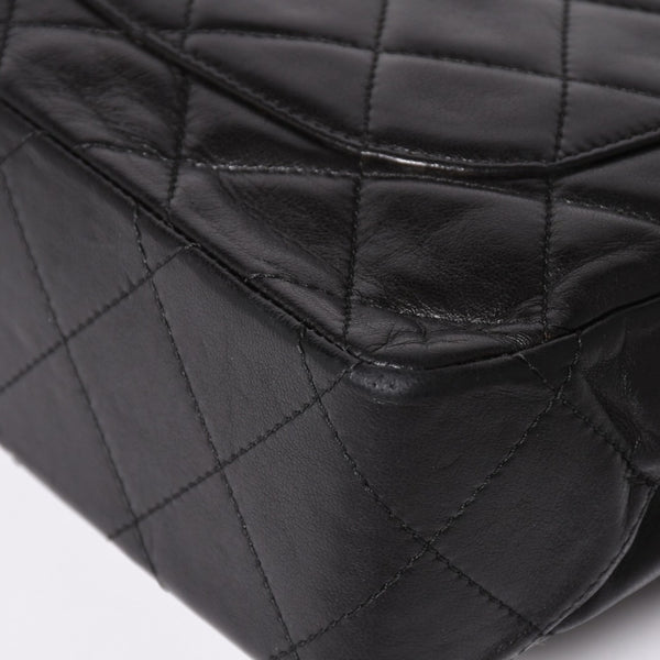CHANEL シャネル マトラッセ Wフラップ Wチェーンショルダーバッグ A2800 3番台 パリ限定 ココマーク ラムスキン ブラック 美品 中古 4a003458