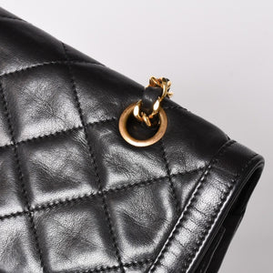 CHANEL シャネル マトラッセ Wフラップ Wチェーンショルダーバッグ A2800 3番台 パリ限定 ココマーク ラムスキン ブラック 美品 中古 4a003458