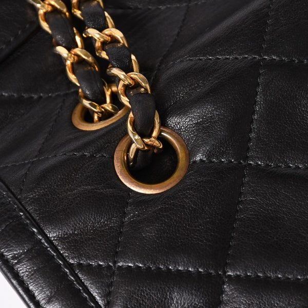 CHANEL シャネル マトラッセ Wフラップ Wチェーンショルダーバッグ A2800 3番台 パリ限定 ココマーク ラムスキン ブラック 美品 中古 4a003458