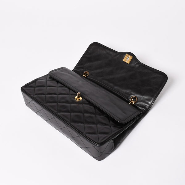 CHANEL シャネル マトラッセ Wフラップ Wチェーンショルダーバッグ A2800 3番台 パリ限定 ココマーク ラムスキン ブラック 美品 中古 4a003458