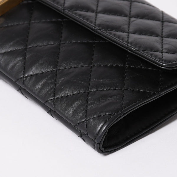 Very Good Condition CHANEL Métiers d'Art Collection Clutch Bag A57669 26th Series Coco Mark Aged Calfskin Black Used 4a003496