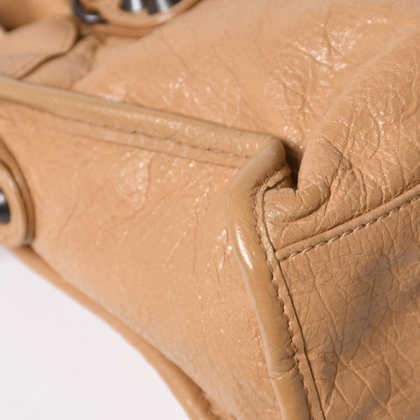 極美品 BALENCIAGA バレンシアガ ハンドバッグ Classic Mini City Bag クラシック ミニ シティ ベージュ レザー 300295 中古 4a003513