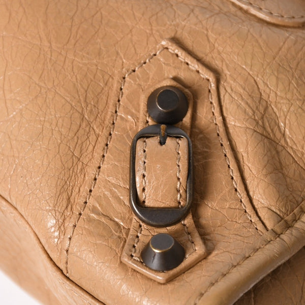 極美品 BALENCIAGA バレンシアガ ハンドバッグ Classic Mini City Bag クラシック ミニ シティ ベージュ レザー 300295 中古 4a003513
