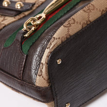 Load image into Gallery viewer, GUCCI グッチ GGキャンバス ホースビット ハンドバッグ ゴールド金具 シェリーライン ダークブラウン 137475 美品 中古 4a003504