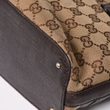 Load image into Gallery viewer, GUCCI グッチ GGキャンバス ホースビット ハンドバッグ ゴールド金具 シェリーライン ダークブラウン 137475 美品 中古 4a003504