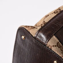 Load image into Gallery viewer, GUCCI グッチ GGキャンバス ホースビット ハンドバッグ ゴールド金具 シェリーライン ダークブラウン 137475 美品 中古 4a003504