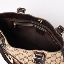 Load image into Gallery viewer, GUCCI グッチ GGキャンバス ホースビット ハンドバッグ ゴールド金具 シェリーライン ダークブラウン 137475 美品 中古 4a003504