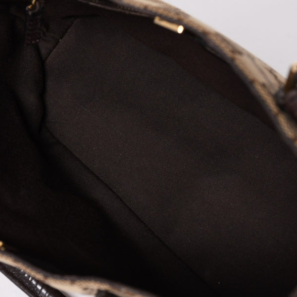 GUCCI グッチ GGキャンバス ホースビット ハンドバッグ ゴールド金具 シェリーライン ダークブラウン 137475 美品 中古 4a003504