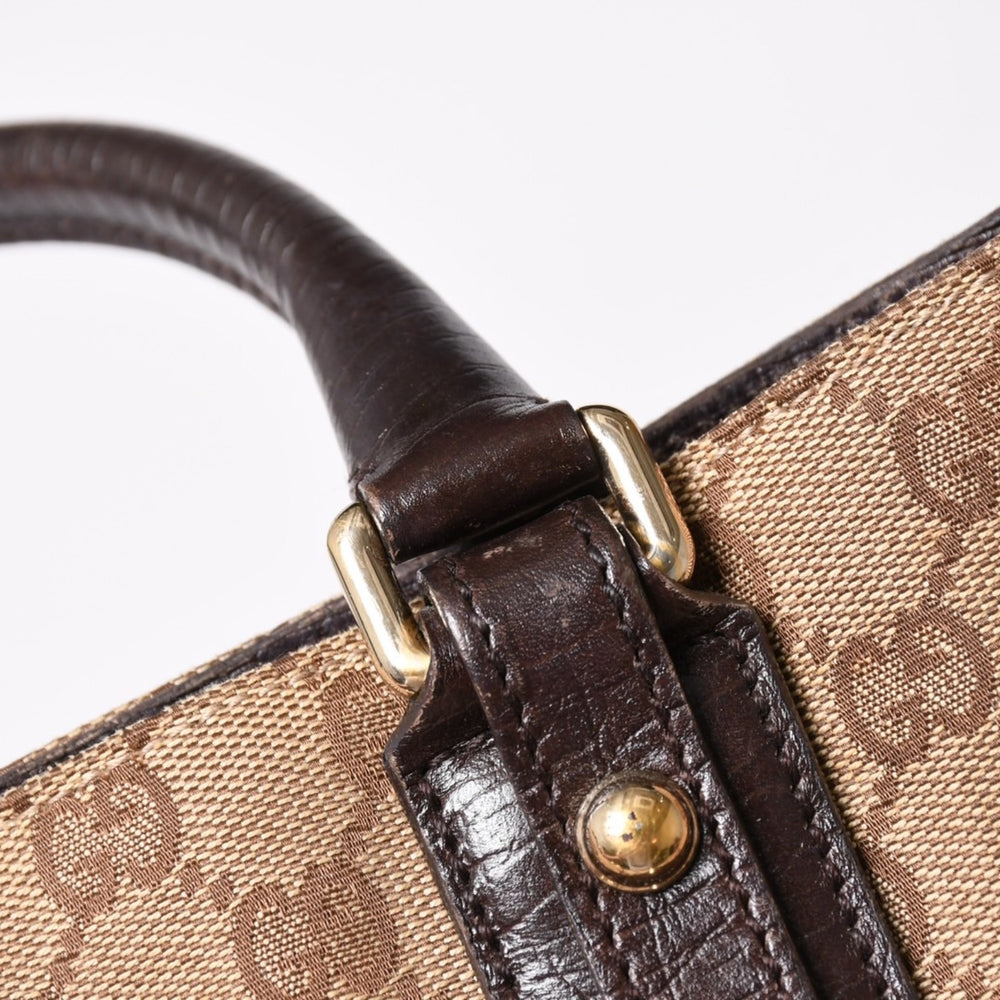 GUCCI グッチ GGキャンバス ホースビット ハンドバッグ ゴールド金具 シェリーライン ダークブラウン 137475 美品 中古 4a003504