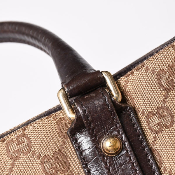 GUCCI グッチ GGキャンバス ホースビット ハンドバッグ ゴールド金具 シェリーライン ダークブラウン 137475 美品 中古 4a003504