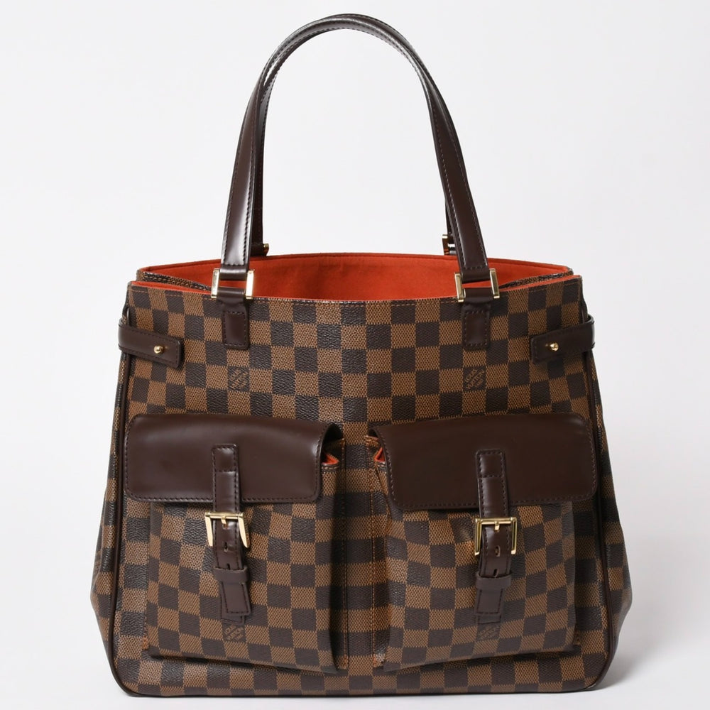 極美品 LOUIS VUITTON ルイヴィトン ダミエ ユゼス ブラウン トートバッグ N51128 ダミエキャンバス ゴールド金具 中古 4a003465