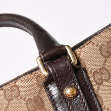 Load image into Gallery viewer, GUCCI グッチ GGキャンバス ホースビット ハンドバッグ ゴールド金具 シェリーライン ダークブラウン 137475 美品 中古 4a003504