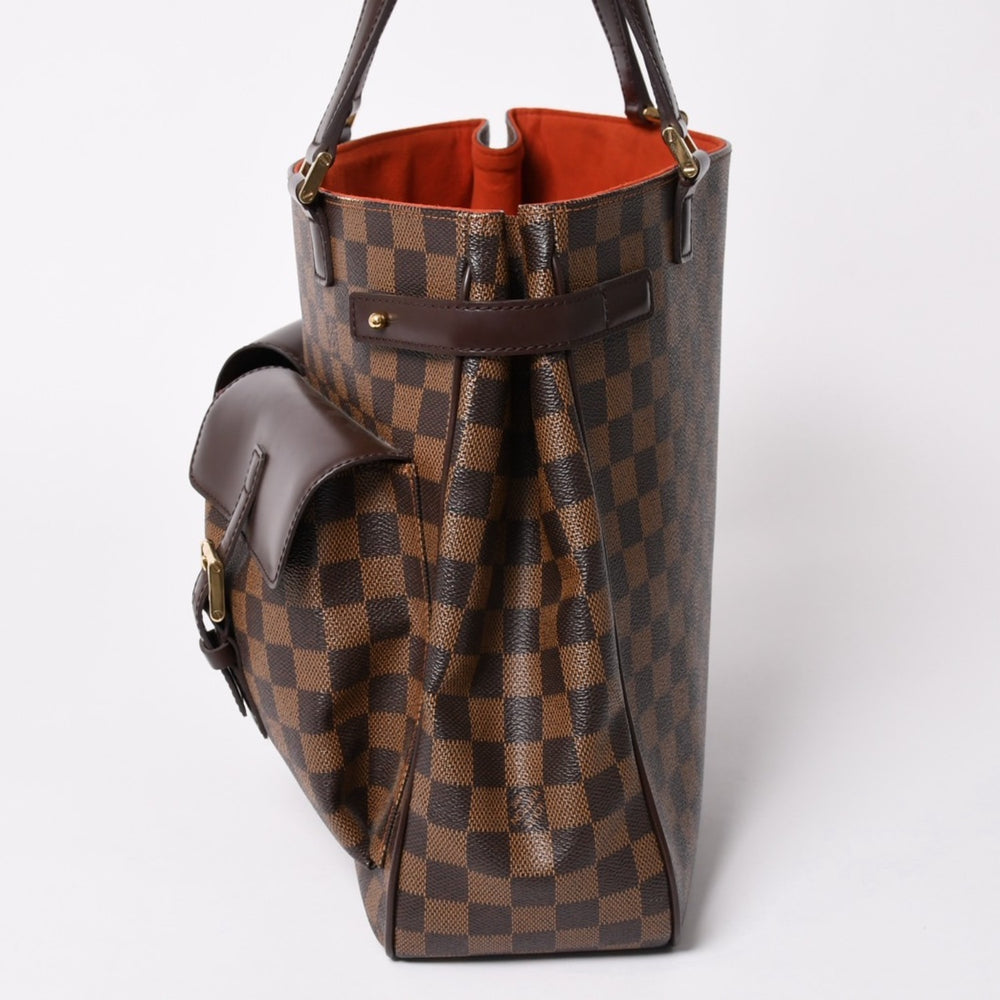 極美品 LOUIS VUITTON ルイヴィトン ダミエ ユゼス ブラウン トートバッグ N51128 ダミエキャンバス ゴールド金具 中古 4a003465
