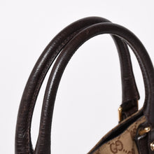 Load image into Gallery viewer, GUCCI グッチ GGキャンバス ホースビット ハンドバッグ ゴールド金具 シェリーライン ダークブラウン 137475 美品 中古 4a003504