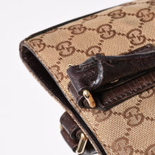 Load image into Gallery viewer, GUCCI グッチ GGキャンバス ホースビット ハンドバッグ ゴールド金具 シェリーライン ダークブラウン 137475 美品 中古 4a003504