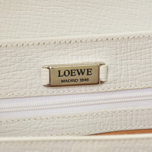 LOEWE leather shoulder bag one shoulder bag semi-shoulder calfskin musical note metal hardware white flap good condition used 4a003524