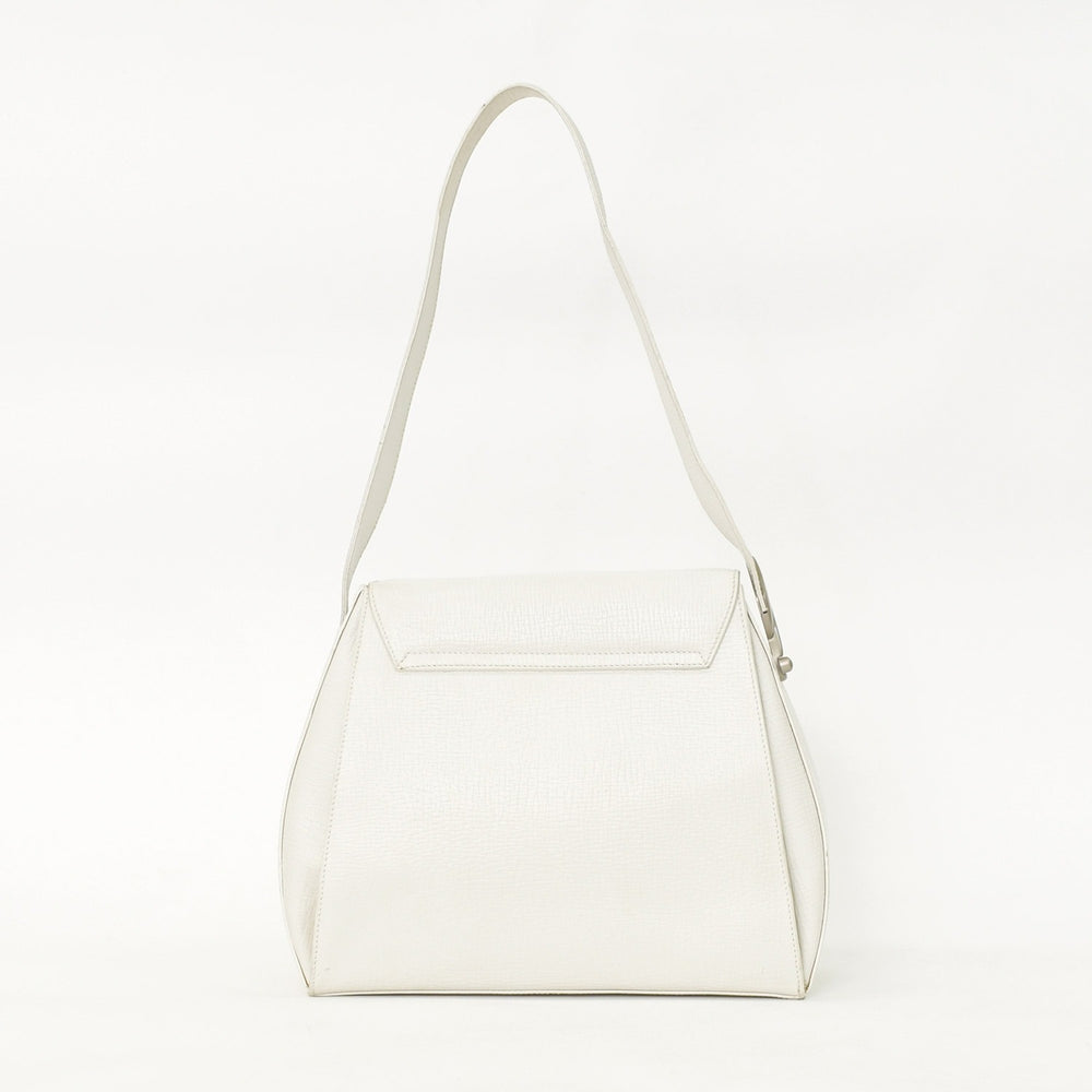 LOEWE leather shoulder bag one shoulder bag semi-shoulder calfskin musical note metal hardware white flap good condition used 4a003524