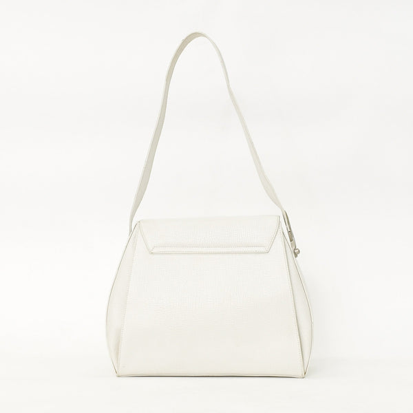 LOEWE leather shoulder bag one shoulder bag semi-shoulder calfskin musical note metal hardware white flap good condition used 4a003524