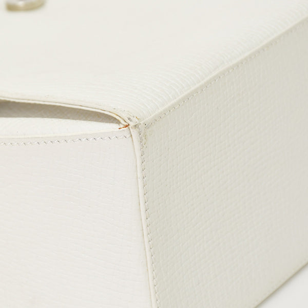 LOEWE leather shoulder bag one shoulder bag semi-shoulder calfskin musical note metal hardware white flap good condition used 4a003524