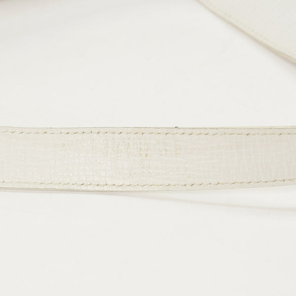 LOEWE leather shoulder bag one shoulder bag semi-shoulder calfskin musical note metal hardware white flap good condition used 4a003524