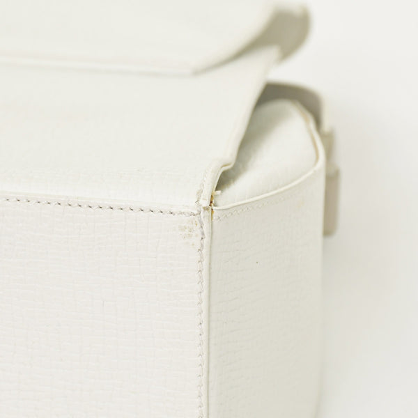 LOEWE leather shoulder bag one shoulder bag semi-shoulder calfskin musical note metal hardware white flap good condition used 4a003524