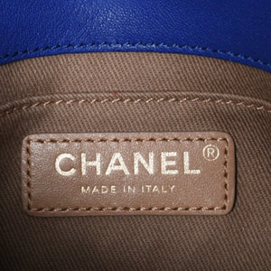 CHANEL シャネル ハーフムーン チェーンショルダーバッグ 26番台 ココマーク カーフスキン ブルー ゴールド金具 美品 中古 4a003510