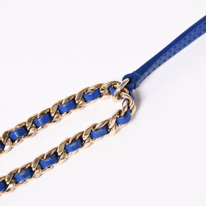 CHANEL シャネル ハーフムーン チェーンショルダーバッグ 26番台 ココマーク カーフスキン ブルー ゴールド金具 美品 中古 4a003510