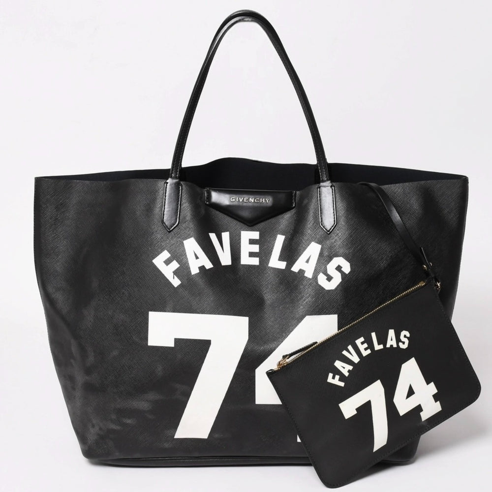 GIVENCHY ジバンシー Antigona Favelas 74 ラージトートバッグ 3C0184 ショッピングバッグ ブラック ホワイト リカルドティッシ レザー 美品 中古 4a003518